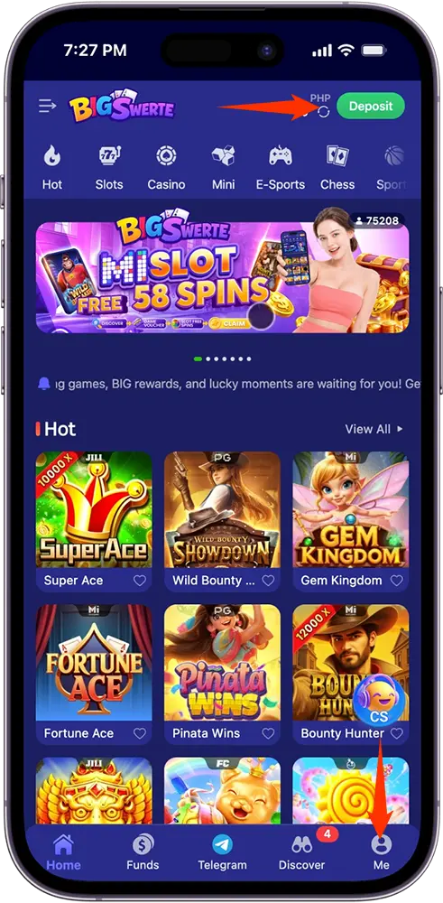 How to Start a Big Swerte GCash Deposit From the Homepage
